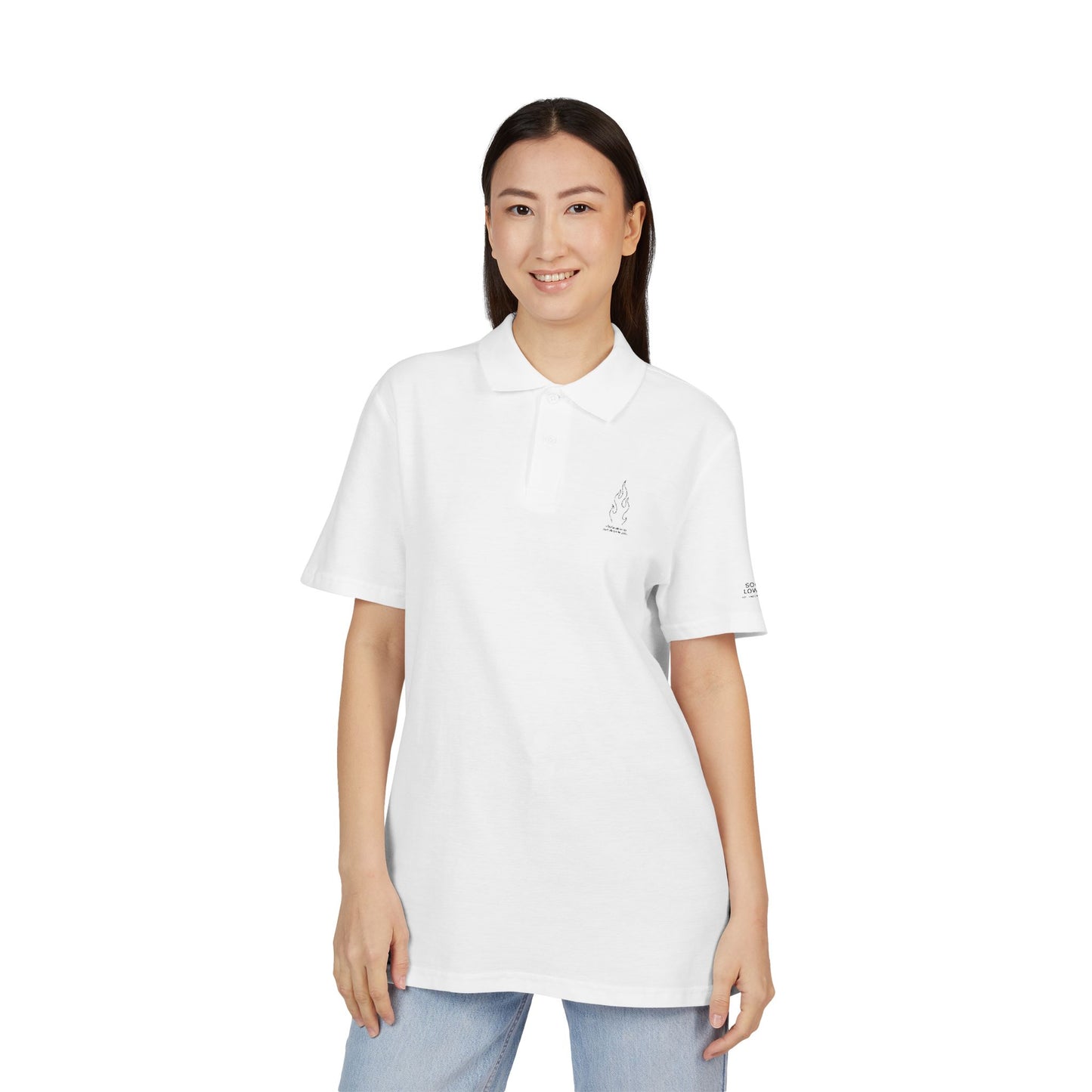 Stylish Unisex Pique Polo Shirt – Embroidered Flame | Kindness Meets Chaos Collection